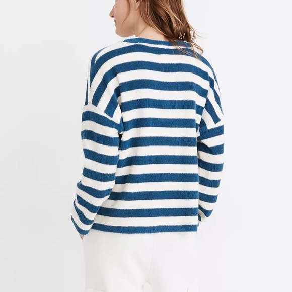 Madewell Striped Terrycloth Split Crewneck Pullover Sweater - Picture 3 of 9